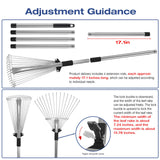 PEAKCLOUDS Adjustable Metal-Leaf Rake with Telescopic Handle - Lawn & Garden Tool for Grass, Leaves & Shrubs - Heavy Duty Yard Rake for Adults, Women & Kids