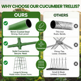 63" H x 47" L x 23" Cucumber Trellis for Raised Beds, Heavy Duty Metal Garden Arch Trellis with Nylon Net & Plant Ties, Vertical Trellis for Climbing Plants, Cucumbers, Tomatoes, Peas & Vines