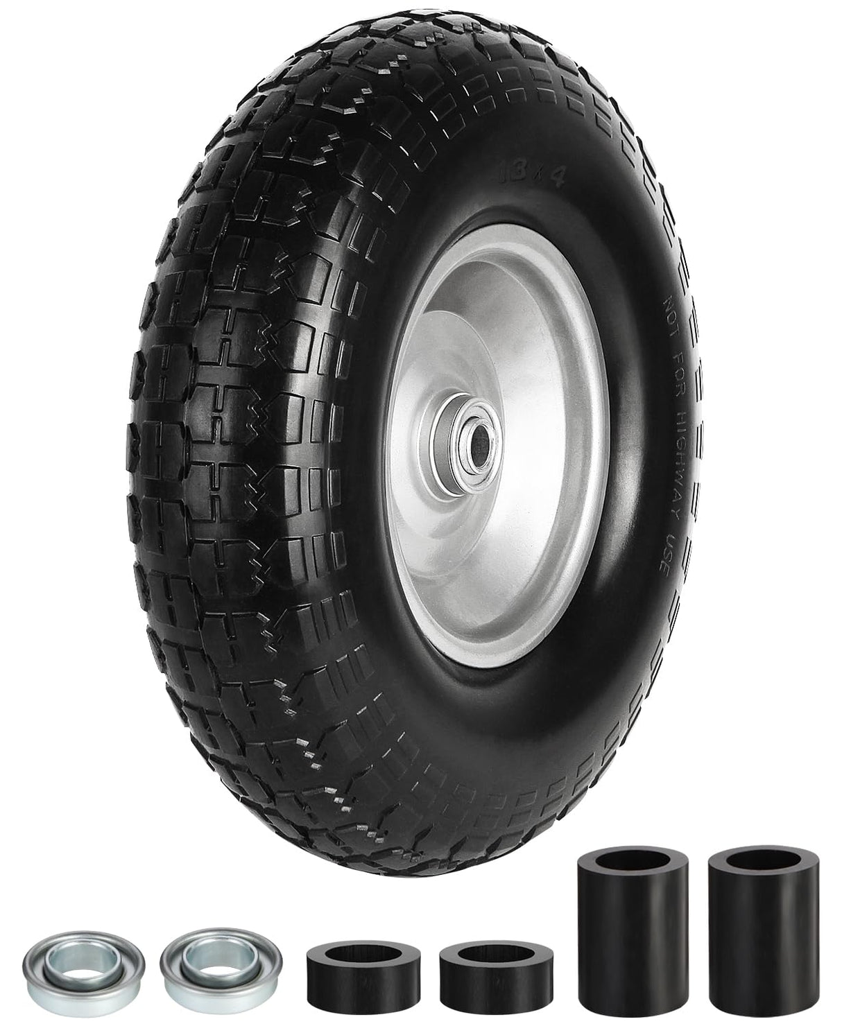 FEILOONG 13 Inch Wheelbarrow Tire Flat Free 4.00-6 Tires, Universal Fit