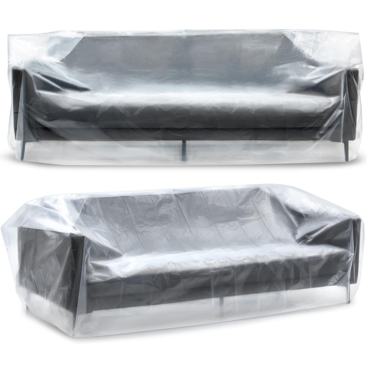 Plastic Furniture Covers for Moving - Heavy-Duty Couch Cover for Sofa, Waterproof & Dustproof Clear Moving Bags for Renovation, Wrap or Storage - Extra Large Bag Open Size 96 x 42 x 62 Inch