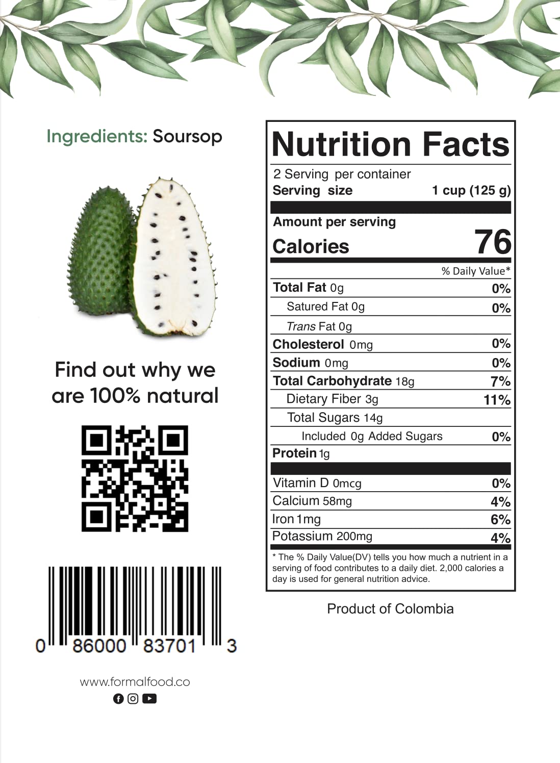 Soursop (Guanabana) Fruit 100% Natural And Real - No Added Sugar, No Preservatives - 8,82 Oz (Soursop Pack of 3)