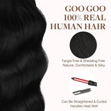 GOO GOO Tape in Hair Extensions Human Hair, 1 Jet black, 20inch 50g 20pcs, Thick Ends Straight Seamless Tape in, Invisible Tape in Hair Extensions Human Hair
