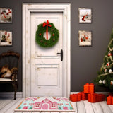 Tinideya Pink Christmas Gingerbread House Doormat 23.6 x 13.7 Inch Pastel Candyland Christmas Welcome Door Mat Cute Gingerbread Artificial Coir Non Slip Entrance Rugs for Indoor Outdoor Kitchen Decor