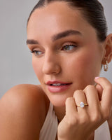 PAVOI 14K Yellow Gold Plated Simple 2.5CT Pear Cubic Zirconia Hidden Halo Eternity Band Bridal Wedding and Engagement Rings for Women - Statement Ring - Size 6