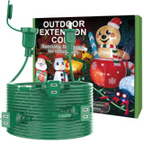 50FT Long Green Extension Cord 3 Outlets for Christmas Inflatables Blow Ups Yard Outdoor Outside Decorations Extension Cords with Multiple Outlets Plugs Cover Splitter Waterproof for Christmas Lights