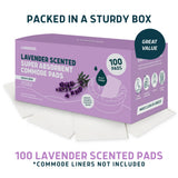 Lunderg Lavender Scented Super Absorbent Commode Pads - Medical Grade Value Pack 100 Count - for Disposable Bedside Commode Liners, Adult Chairs, Portable Buckets & Camping Toilet Bags - Light Scent