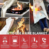 WUERLI Fire Blanket, 47" x 71",Fiberglass Fire Blanket for Camping and Fire Fighting Shelters