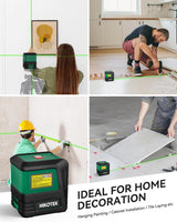 Nikotek Laser Level Self-Leveling Green Beam Horizontal and Vertical Crossline Laser for Home Decor Carrying Pouch, Tripod Battery Included (NK02GT2)