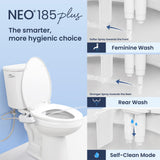 LUXE Bidet NEO 185 Plus - Dual Nozzle, Non-Electric Bidet Attachment for Toilet Seat, Patented Slide-In Install, 360° Self-Clean, EZ-Lift to Clean, Feminine & Rear Wash (Chrome)