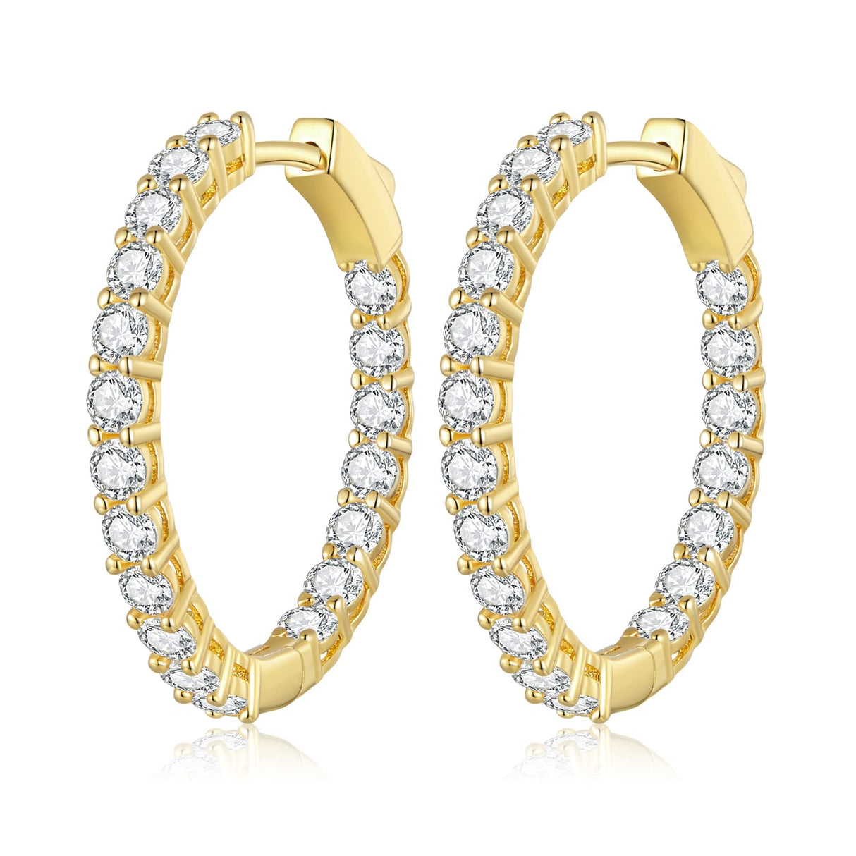 WOSTU Gold Hoop Earrings for Women,Cubic Zirconia CZ Hoop Earrings