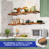 Goovilla Shelf Bracket, Heavy Duty Floating Shelf Brackets 6 inch Long, 4 Pack Brackets for Shelves, Black Coated Metal Wall Shelf Support Brackets with 1/5 Inch Thick and 160 lb. Load Capacity