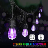 Mlambert 48FT Outdoor Patio RGB Cafe String Lights with Remote, Black