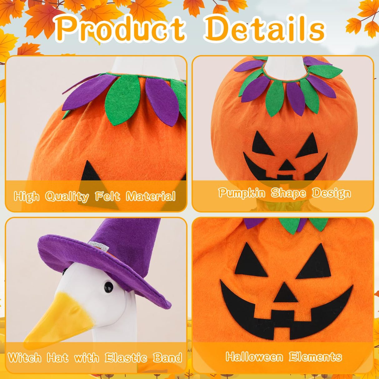 Halloween Porch Goose Outfit Pumpkin Goose Costume for Outdoor Decor