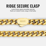 RIDGE 6mm 18K Gold Curb Bracelet for Men, Rugged and Durable Men’s Bracelet with Secure Clasp – Size M (18K Gold)