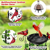 Cardinal Bird Garden Trellis with Wind Chime, Outdoor Yard Decor