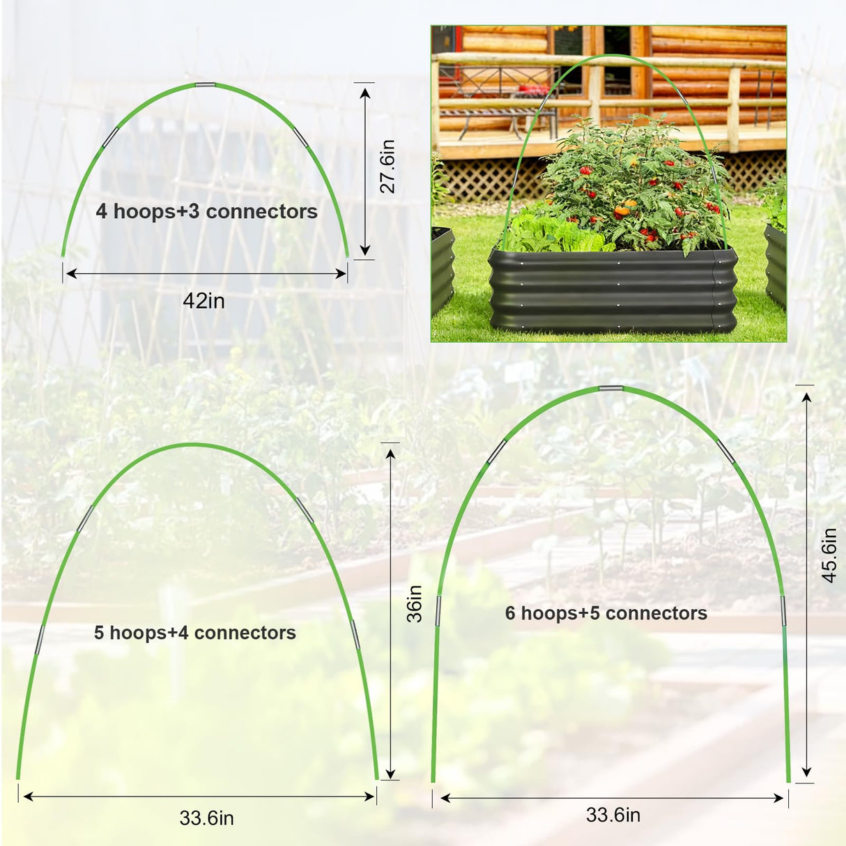 Saihisday Garden Netting Kit for Raised Beds, 10x30FT Ultra Garden Mesh Netting＆ 36Pcs 17 Inch Fiberglass Garden Hoops Row Cover Insect Netting Vegetables Fruits Flowers Protection from Insect Bird
