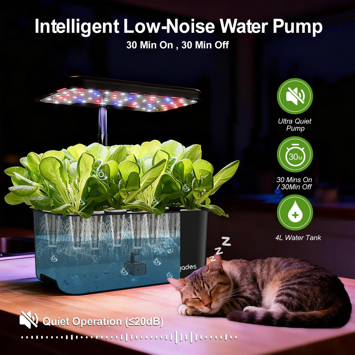 Dryades Indoor Garden 10 Pods Hydroponics Growing System w/LED Grow Light