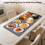 Newise Graphene Food Warming Mat with Dual Zone Control, XXL 36"x17" Electric Heating Tray, 6 Temp & Timer Settings, Fast Even Heat for Buffets, Parties, Family Dinners, Gift for Mom & Wife (Gray)