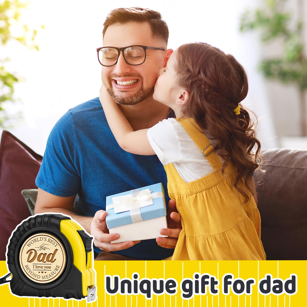 Fathers Day Birthday Gift for Dad from Daughter Son, Gift for dad, Dad Birthday Gift, Birthday Christmas Tools Gift for Dad, Practical Gifts for Father, Best Dad Ever Engraved 10 FT Tape Measure