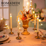 Candlestick Holders Taper Candle Holders, Romadedi Gold Candle Stick Candle Holder for Table Centerpiece, Wedding Reception, Festive Christmas Mantel Decoration or Home Decor, Set of 12