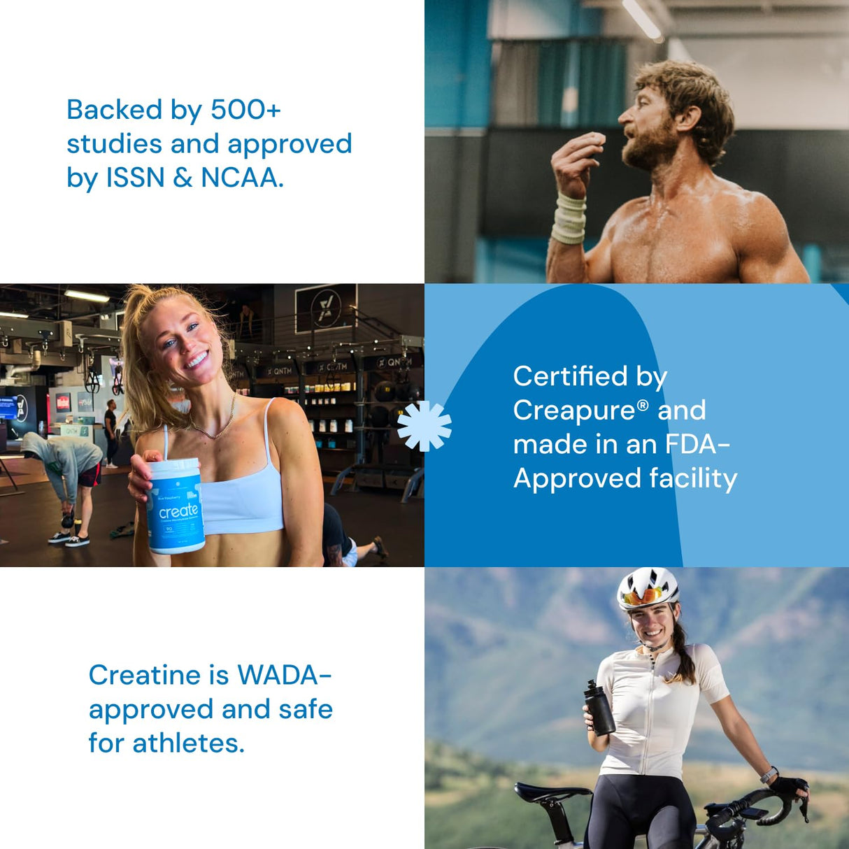 Create Creatine Monohydrate Gummies for Men & Women, Boost Focus, Strength, and Endurance, Anti-Melting Formula, Vegan, Gluten-Free, Non-GMO, 1.5g of Creatine per Gummy (Blue Raspberry, 90 ct)