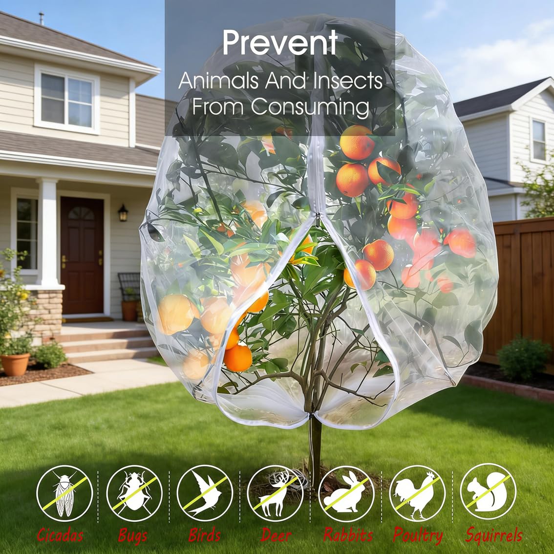 Blueberry Bush Netting Cover with Zipper Drawstring,2 Pcs 3.9 * 5.2 FT