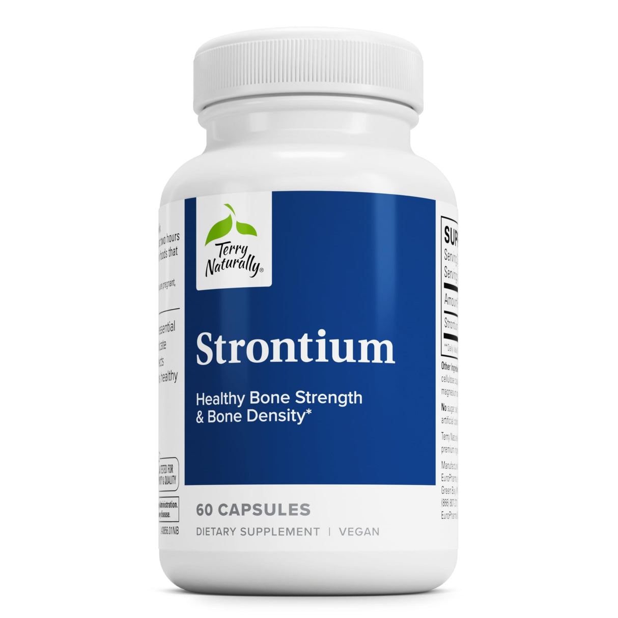 Terry Naturally Strontium - Bone Health & Strength Support - Supplement with Vegan Capsules - Health Supplement with Strontium Citrate for Superior Absorption - 60 Capsules