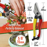 SUIZAN Bypass Pruning Shears 8" - Japanese Hand Pruners Garden Scissors