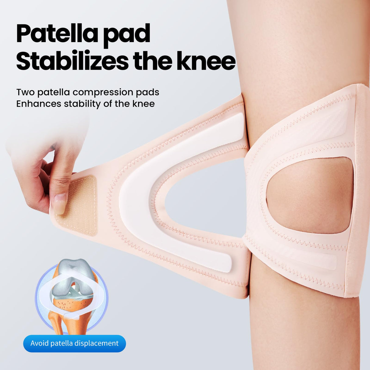 Galvaran Knee Brace for Women & Men, Relief Recovery Meniscus Tear, Arthritis Pain, ACL & MCL, Knee with Side Stabilizers，Adjustable Knee Support (Nude Pink, Medium)