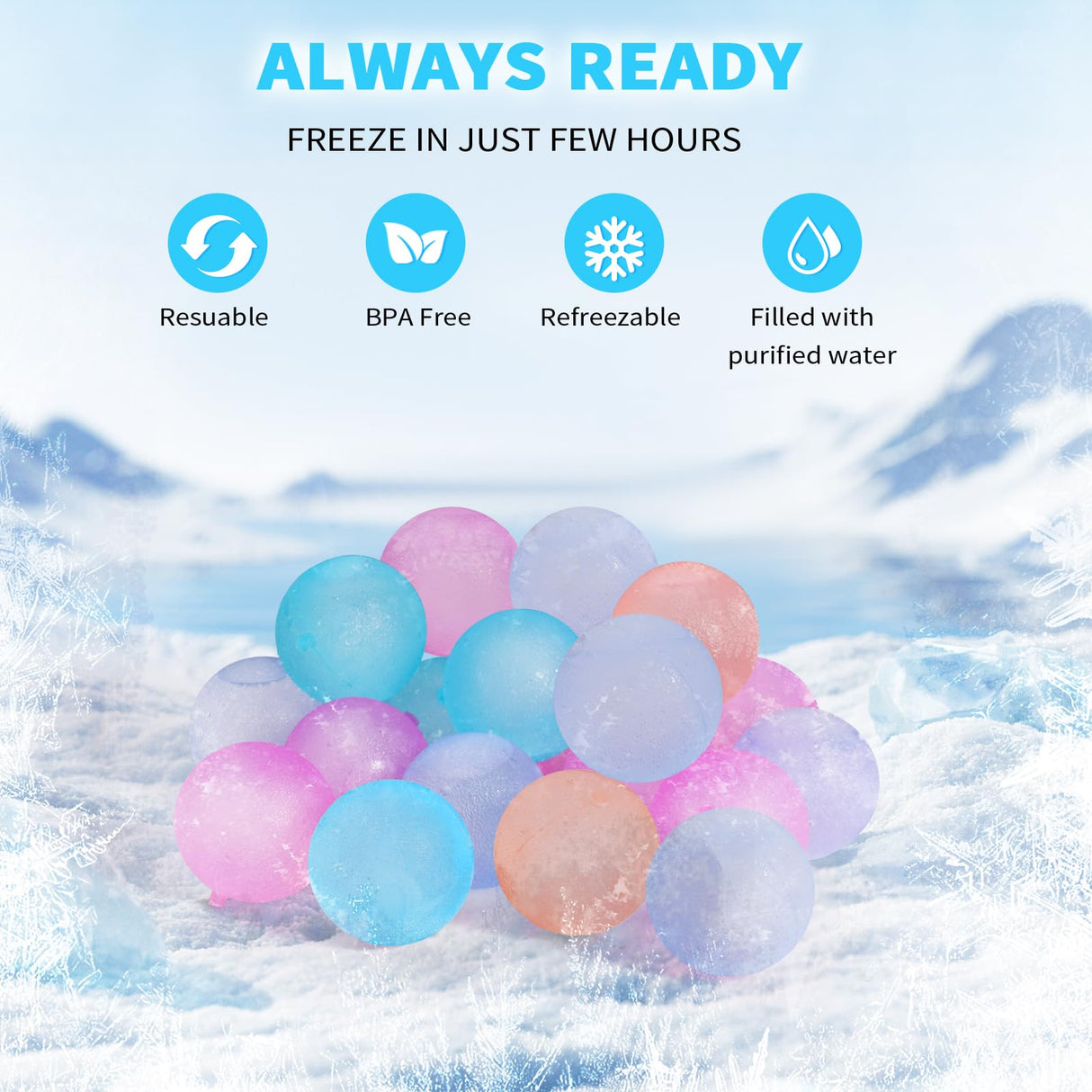 VOGVOG Reusable Ice Cubes for Coolers, Zero Refreezable Ice Cubes Set with Storage Bag, Non-Melting BPA-Free Plastic Ice Cubes for Drinks, Camping, Beach (Color-Changing, Round-300 Pack)