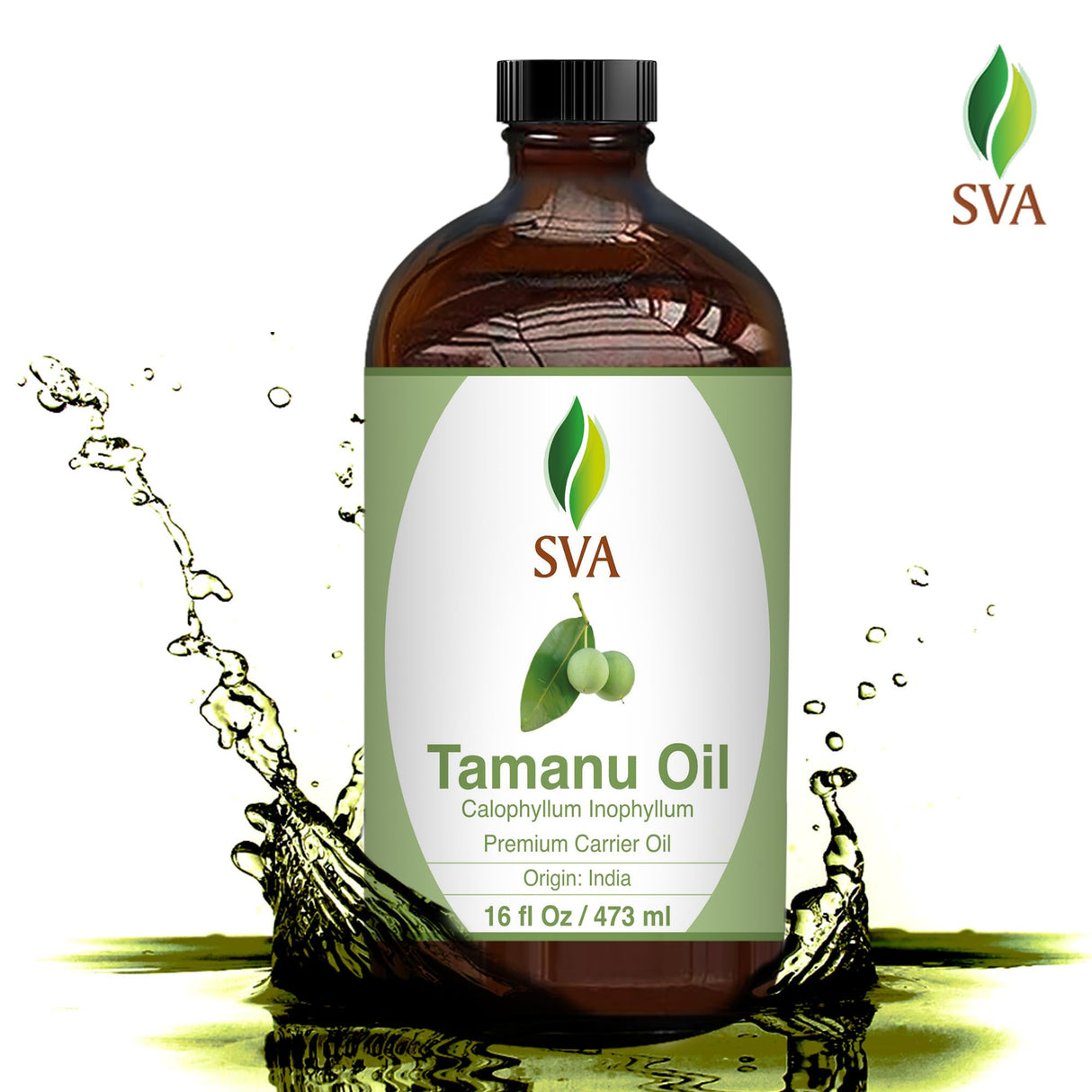 SVA Tamanu Seed Oil - 16 Fl Oz – 100% Natural Cold Pressed Tamanu Oil - for Face, Skin Care, Hair Care, Scalp Massage & Body Massage – Carrier Oil