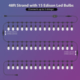 Mlambert 48FT Outdoor Patio RGB Cafe String Lights with Remote, Black