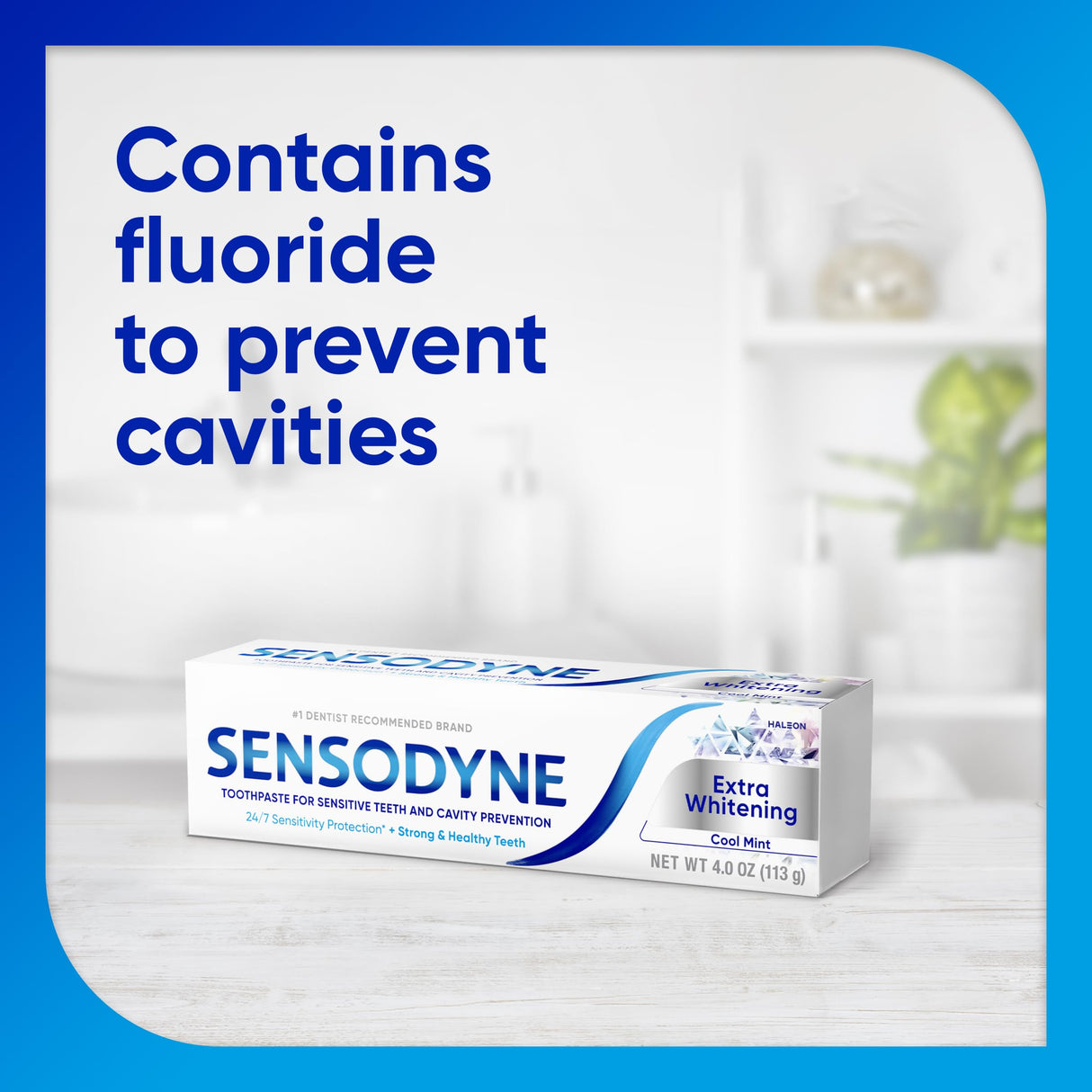 Sensodyne Extra Whitening Sensitive Teeth and Cavity Prevention Whitening Toothpaste, Amazon Exclusive, Cool Mint, Amazon Exclusive- 4 Ounces (Pack of 4)