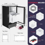 ICYGLEE Commercial Under Counter Ice Maker Machine, 100Lbs/Day with 24lbs Storage, Built-in Freestanding Ice Maker, Auto-Cleaning, 24H Timer, for Commercial & Home Use. (Stainless)