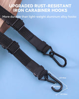 24 Inch Adjustable Carabiner Bungee Cords with 190 Lbs Max Break Strength - Adjust from 17" to 24" - Heavy Duty Flat Carabiner Bungee Straps with Upgraded Hooks for Tents, Cargo, Luggage, etc (4 Pcs)