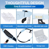 YOCTOSUN Magnifying Glasses with 3 LED Lights, Magnifying Headset with 5 Detachable Lenses 0.75X,1.25X,2.0X,3.0X and 4.0X, Headband Magnifier for Close Work, Hobby Crafts