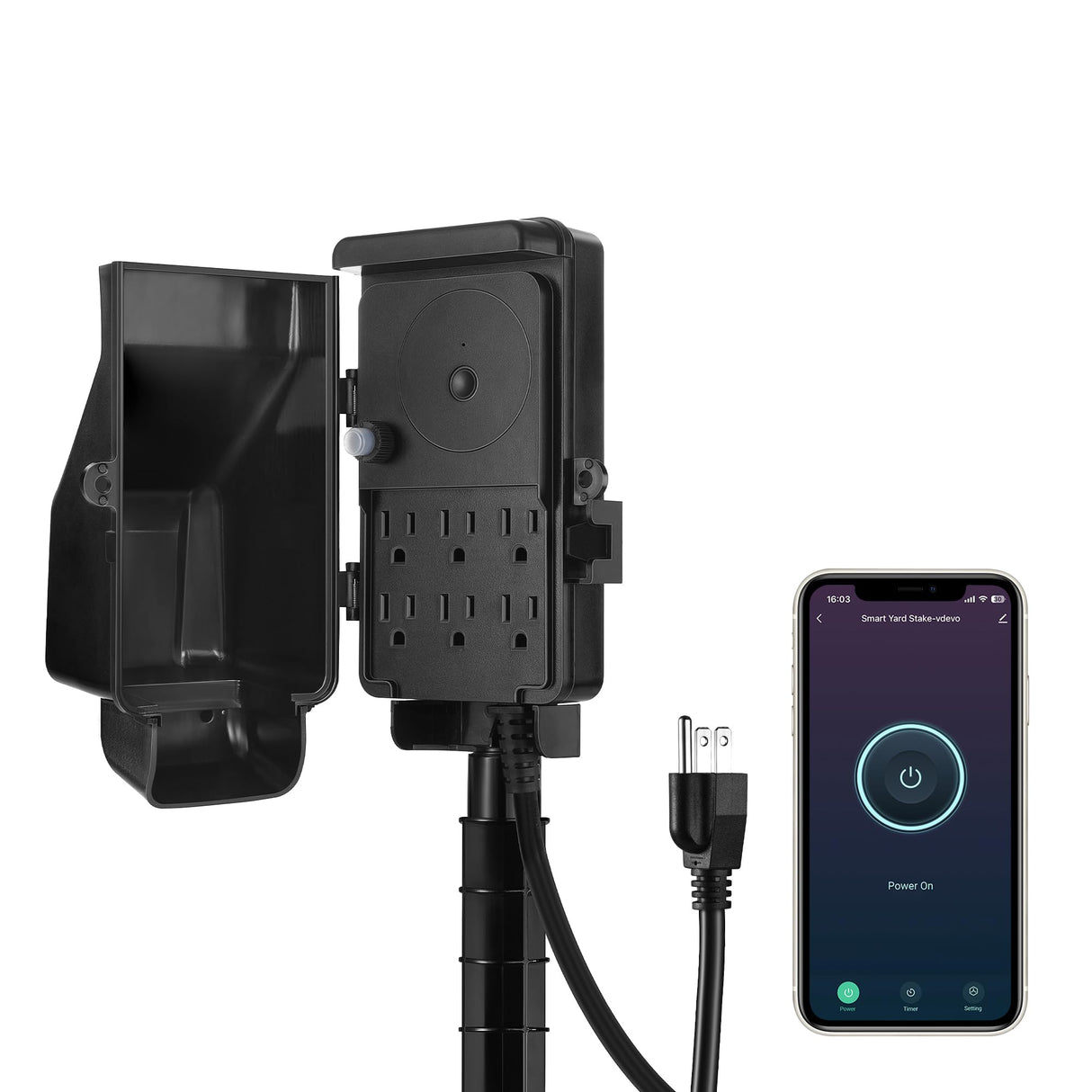 DEWENWILS WiFi Smart Yard Stake Plug with 6 Outlets, Voice Control, Waterproof Power Stake Timer with 6Ft Cord, Alexa&Google Assistant Compatible, 1875W/15A, for Halloween/Christmas Decoration Lights