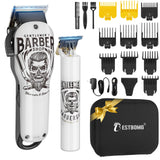 BESTBOMG Hair Clippers & Trimmer Ceramic T-Blade Cordless Haircut Sets Rechargeable 2000mAh/1200mAh with 10 Guide Combs & for Men/Father/Husband/Boyfriend