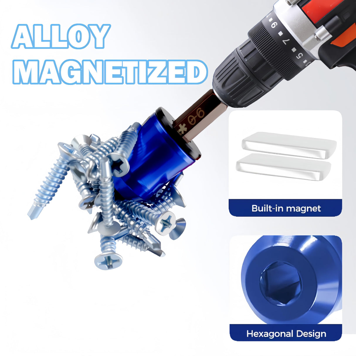 Screwdriver Head Magnetic Ring, 2026 Upgraded Magnetizer Screw Removable Household Tool Magnetic Screw holder Universal Magnetizer for Hex Screwdrivers & Power Bits (3Pcs Red)