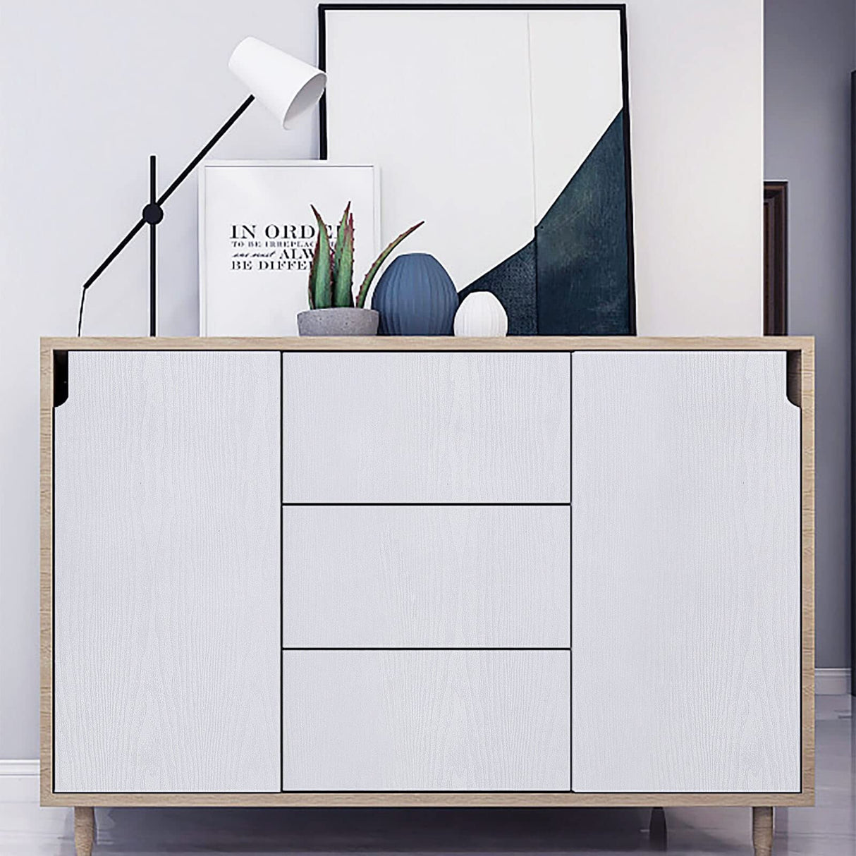 Heroad Peel and Stick Wallpaper 17.5" x 197" Wood Contact Paper Wood Wallpaper White Wood Grain Contact Paper Thicken Textured for Cabinets and Drawers Countertops Waterproof Self Adhesive Vinyl