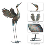 Oritty Crane Statues for Garden Decor, Metal Crane Yard Art Statues, Standing Heron Garden Sculptures & Statues for Outdoor Decorations, 38-42 Inch Set of 2, Copper