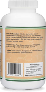 Glycine Supplement - 1,000mg Glycine Powder per Serving (300 Capsules) The Relaxing Amino Acid (Glicina) (Third Party Tested, Gluten Free, Non-GMO) by Double Wood