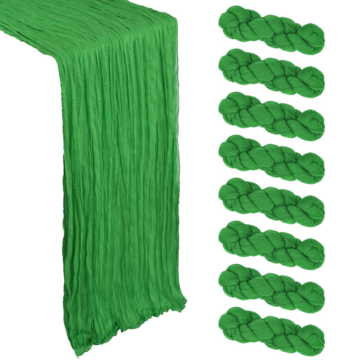8 Pack Green Cheesecloth Table Runner 10Ft Gauze Cheese Cloth Table Runner 120 Inch Boho Sheer Sheer Rustic Fabric for Christmas Party Decor Baby Shower Wedding Home Holiday Decoration