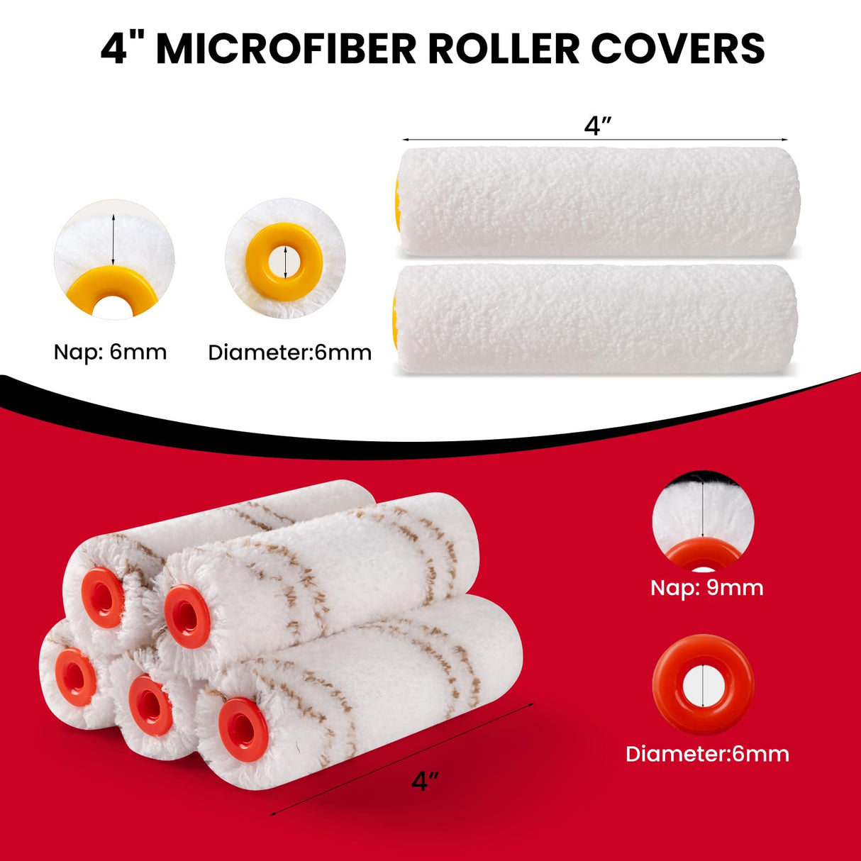 Mister Rui Paint Roller 4 Inch, 14 Pack Small Paint Brush and Roller Kit, 0.5 QT Paint Bucket Liner with Lid, Household Mini Rollers for Painting & DIY