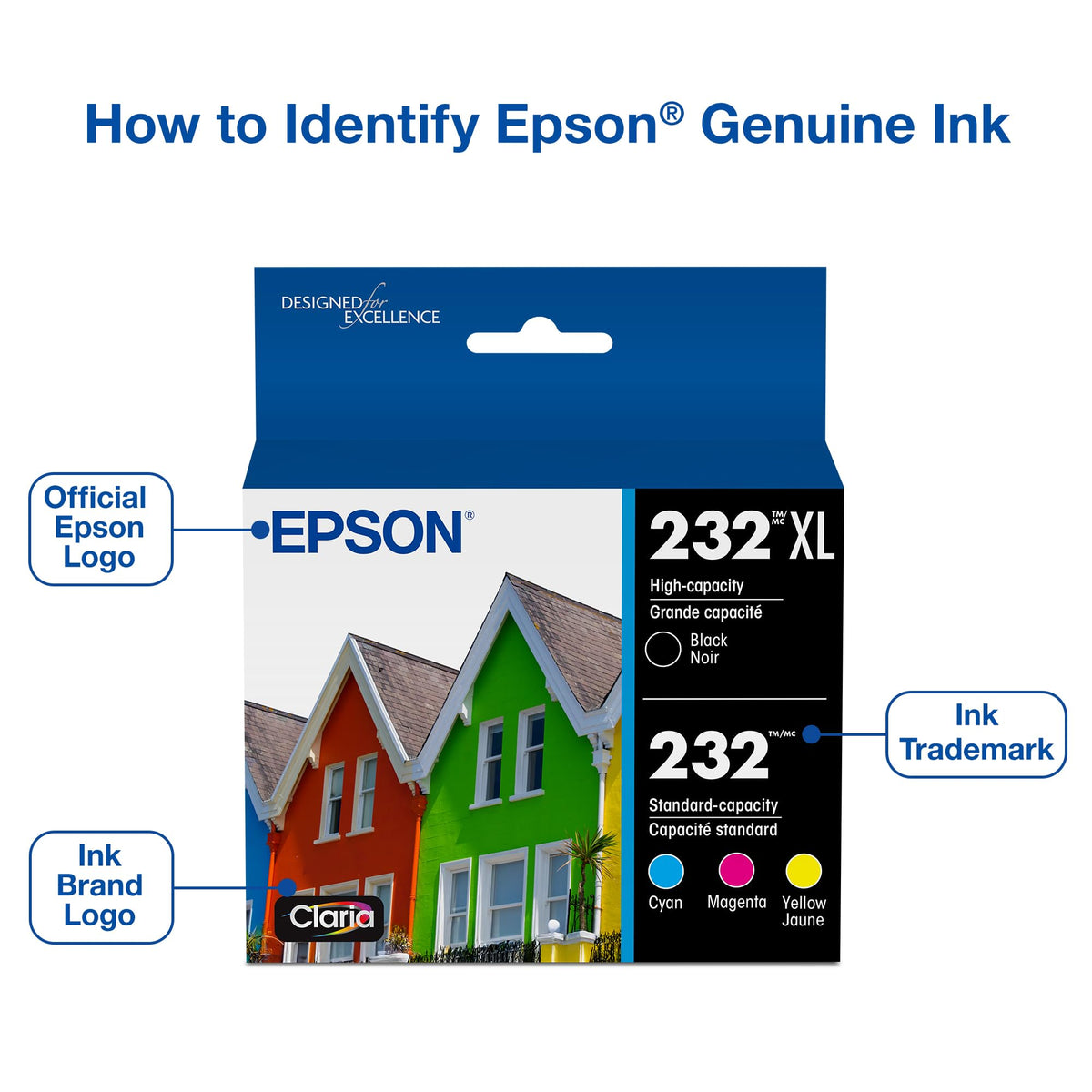Epson 232 Genuine Ink Cartridge XL Black and Standard Color Combo Pack