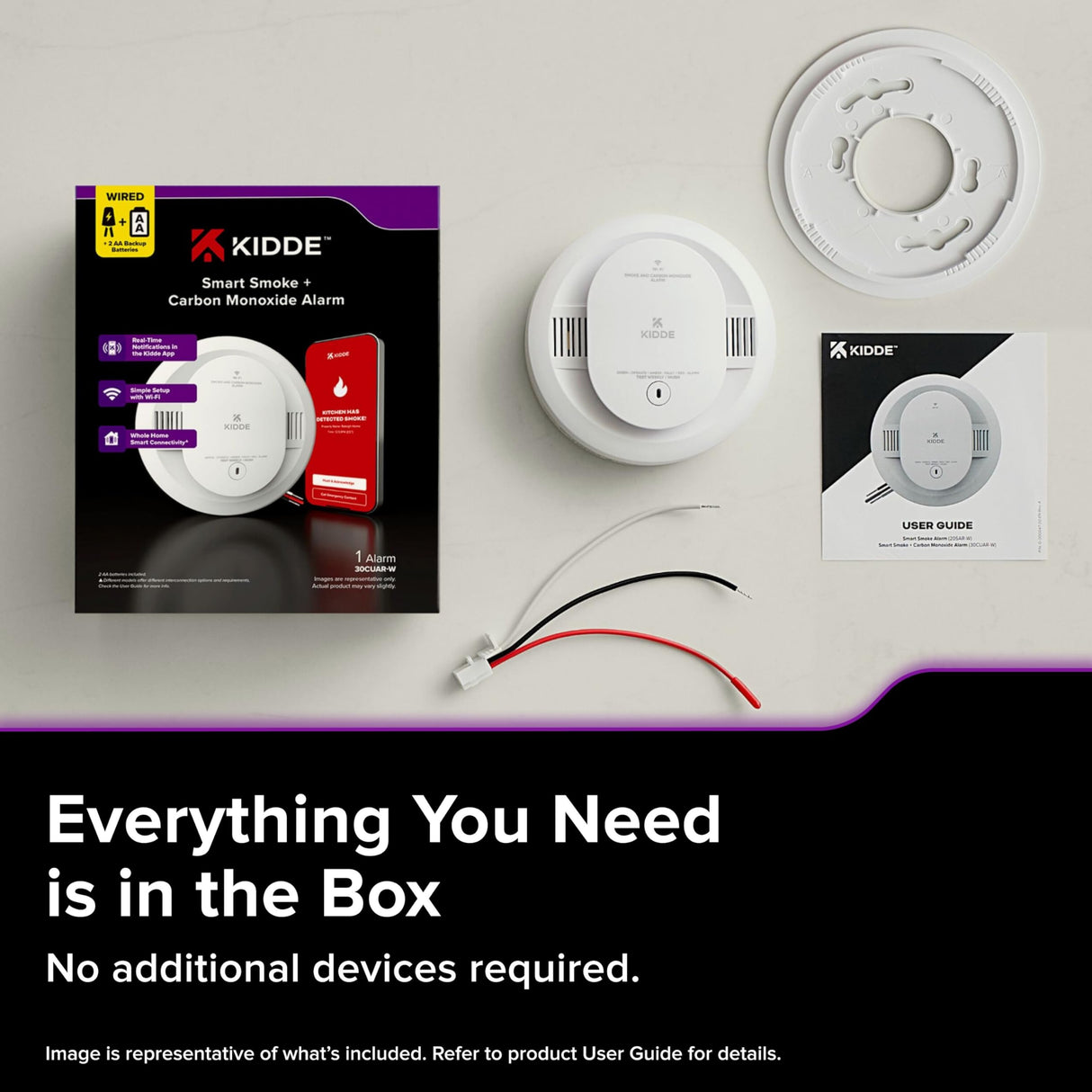 Kidde Hardwired Kidde App Enabled Smart Smoke and Carbon Monoxide Detector, AA Battery Backup, Voice Alerts, Interconnected Alarm