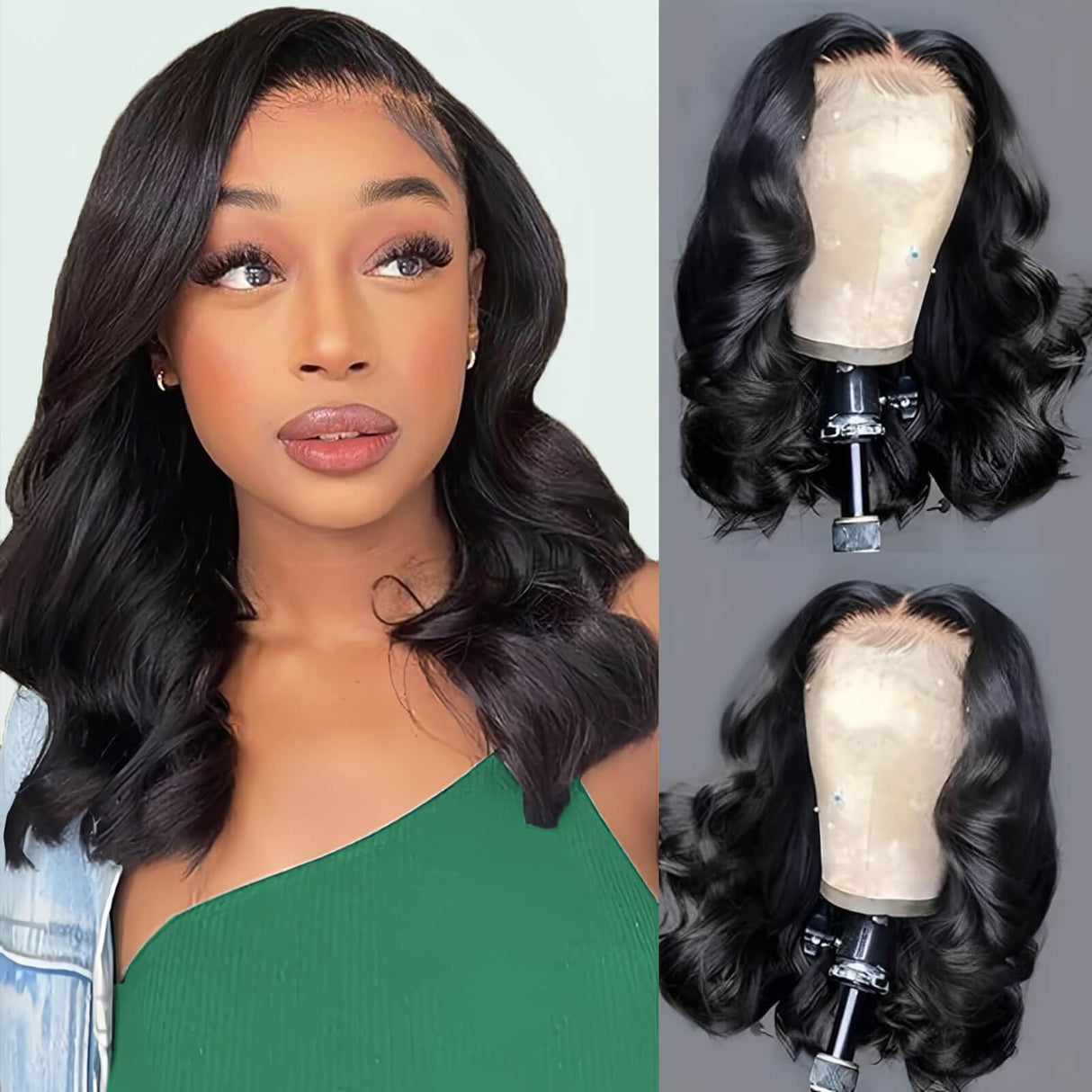 Bob Wig Human Hair Glueless Wigs Human Hair Pre Plucked Pre Cut Body Wave 5x5 HD Transparent Closure Wigs 180% Density 100% Brazilian Virgin Hair Short Wigs for Black Women (10 inch)