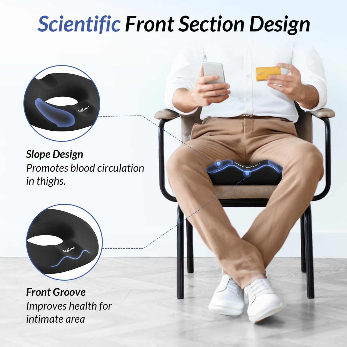 ZIKEE Dual U-Shaped Donut Pillow for Tailbone Pain, Hemorrhoid Pillow for Sitting with Pressure Relief Hole & Slope Design, Donut Seat Cushion for Coccyx, Postpartum & Post Surgery Sitting Relief