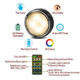 TECOMLIGHT LED Puck Lights with Remote Control, Battery Operated Wireless Closet Light, Under Cabinet Lighting Stick on Tap Push Lights, Color Changing Under Counter Light for Kitchen, 6 Pack - Black