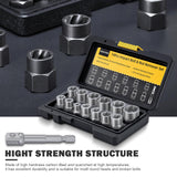 Bolt Extractor Kit, 14 PCS Impact Bolt & Nut Remover Set with 3/8 Inch Adapter, Upgrade Stripped Bolt Extractor Socket Set with Portable Tool Box, Easy Out for Rusted, Damaged, Round Bolt Nuts Screws